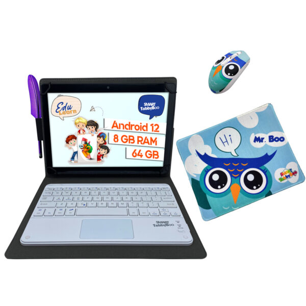 Set tableta copii cu tastatura SMART TabbyBoo EduLearn 2024 64GB 44GB RAM Android 12 mouse